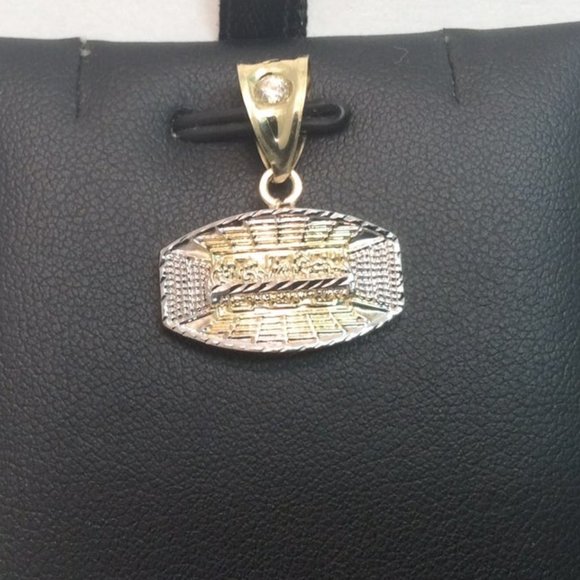 10K REAL TWO TONE GOLD THE LAST SUPPER JESUS CZ PENDANT CHARM 1.40 GRAMS